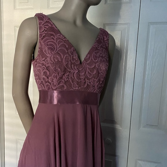Ever Pretty Women Double V-Neck Mauve Flowy dress size S/4 - Picture 10 of 16